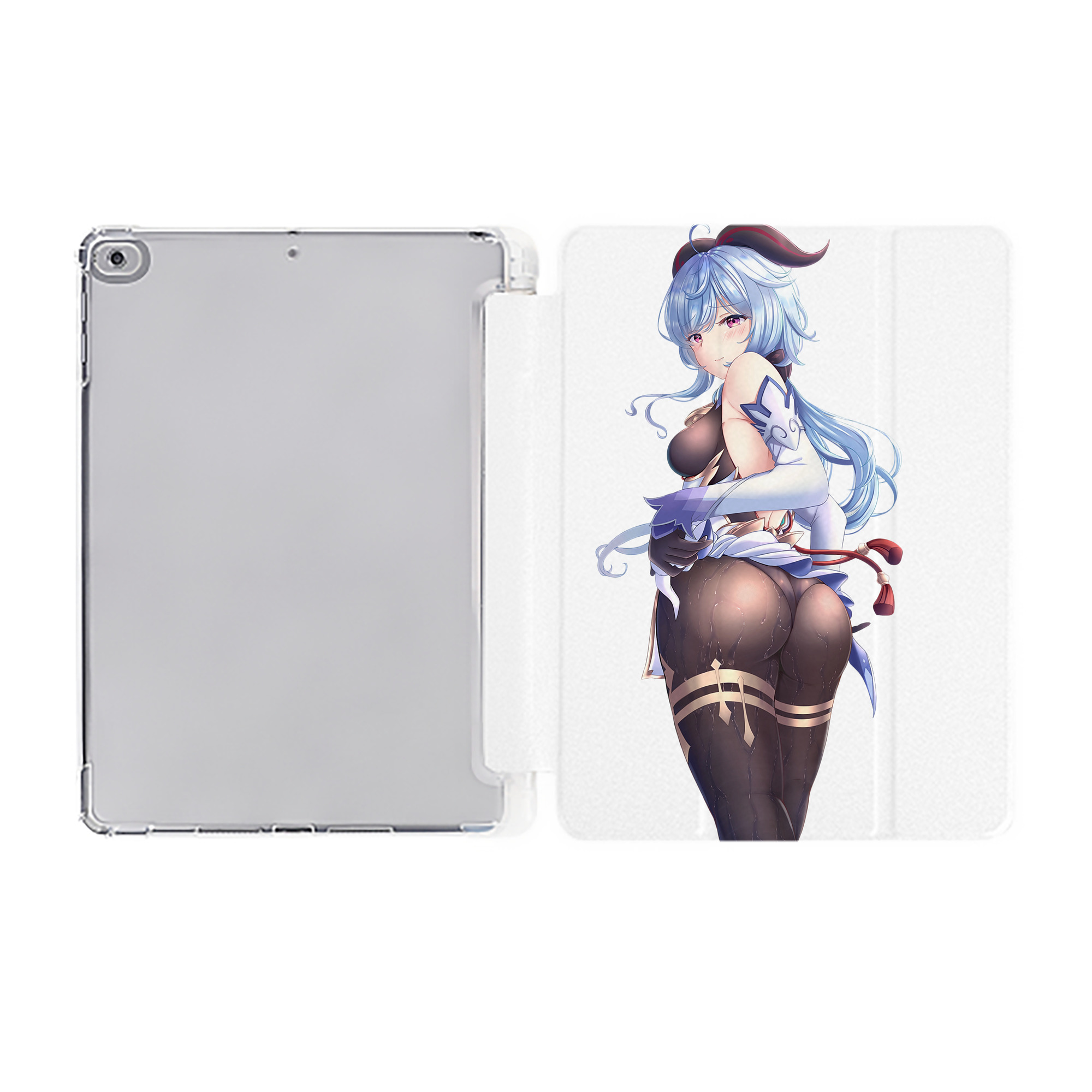 げんし神 甘雨 かんう genshin Ganyu IPad ケース ペン収納付き 三つ折りスタンド PUレザー×シリコン 対応機種9.5/10.5/10.9インチ